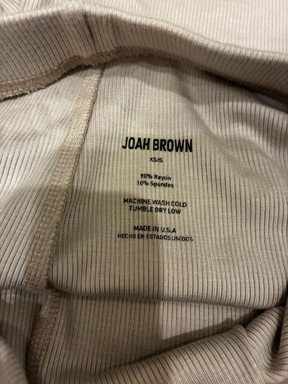 JOAH BROWN HIGH RISE MID THIGH RIBBED BIKER SHORTS - Picture 7 of 8